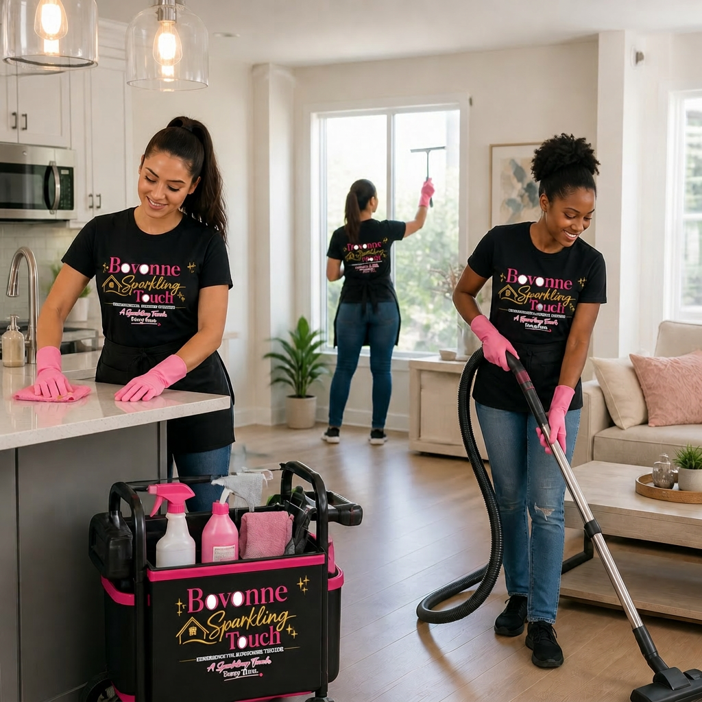 Bovonne Sparkling Touch cleaning team at work in a Baltimore home